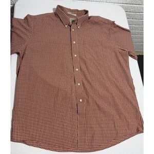VTG LL Bean Mens Flannel Button Up Plaid Orange Sz XL Wrinkle Resist 100%Cotton
